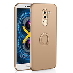 Hard Rigid Plastic Matte Finish Case Cover with Finger Ring Stand A02 for Huawei Honor 6X Gold