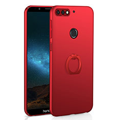 Hard Rigid Plastic Matte Finish Case Cover with Finger Ring Stand A03 for Huawei Y7 (2018) Red