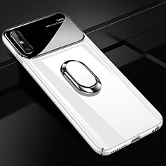 Hard Rigid Plastic Matte Finish Case Cover with Magnetic Finger Ring Stand A01 for Huawei Enjoy 10e White