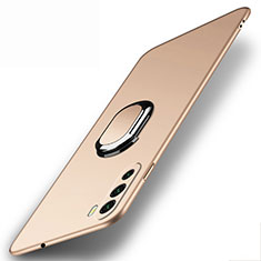 Hard Rigid Plastic Matte Finish Case Cover with Magnetic Finger Ring Stand A01 for Huawei Mate 40 Lite 5G Gold