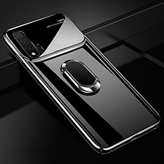 Hard Rigid Plastic Matte Finish Case Cover with Magnetic Finger Ring Stand A01 for Huawei Nova 6 5G Black
