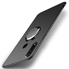 Hard Rigid Plastic Matte Finish Case Cover with Magnetic Finger Ring Stand A01 for Oppo A8 Black