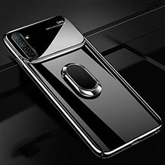 Hard Rigid Plastic Matte Finish Case Cover with Magnetic Finger Ring Stand A01 for Oppo K5 Black