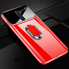 Hard Rigid Plastic Matte Finish Case Cover with Magnetic Finger Ring Stand A01 for Oppo Reno2 Z Red