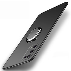 Hard Rigid Plastic Matte Finish Case Cover with Magnetic Finger Ring Stand A01 for Realme V5 5G Black