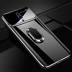 Hard Rigid Plastic Matte Finish Case Cover with Magnetic Finger Ring Stand A01 for Realme X Black