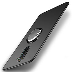 Hard Rigid Plastic Matte Finish Case Cover with Magnetic Finger Ring Stand A01 for Realme X2 Pro Black