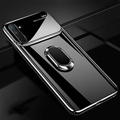 Hard Rigid Plastic Matte Finish Case Cover with Magnetic Finger Ring Stand A01 for Realme XT Black