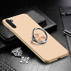 Hard Rigid Plastic Matte Finish Case Cover with Magnetic Finger Ring Stand A01 for Samsung Galaxy Note 10 Gold