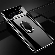 Hard Rigid Plastic Matte Finish Case Cover with Magnetic Finger Ring Stand A01 for Samsung Galaxy S10 Plus Black