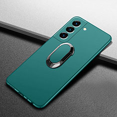 Hard Rigid Plastic Matte Finish Case Cover with Magnetic Finger Ring Stand A01 for Samsung Galaxy S24 Plus 5G Green