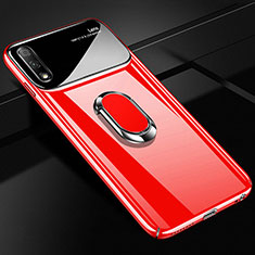 Hard Rigid Plastic Matte Finish Case Cover with Magnetic Finger Ring Stand A02 for Huawei Y9 Prime (2019) Red