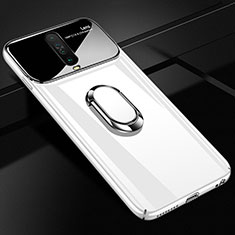 Hard Rigid Plastic Matte Finish Case Cover with Magnetic Finger Ring Stand A02 for Xiaomi Redmi K30 4G White