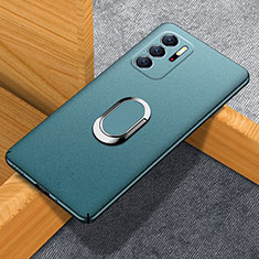 Hard Rigid Plastic Matte Finish Case Cover with Magnetic Finger Ring Stand for Xiaomi Redmi Note 11 SE 5G Green