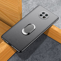 Hard Rigid Plastic Matte Finish Case Cover with Magnetic Finger Ring Stand for Xiaomi Redmi Note 9T 5G Black