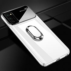 Hard Rigid Plastic Matte Finish Case Cover with Magnetic Finger Ring Stand P01 for Huawei Honor V30 Pro 5G White