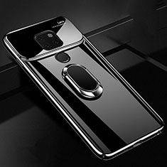 Hard Rigid Plastic Matte Finish Case Cover with Magnetic Finger Ring Stand P01 for Huawei Mate 20 X 5G Black