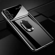 Hard Rigid Plastic Matte Finish Case Cover with Magnetic Finger Ring Stand P01 for Huawei Nova 5 Pro Black