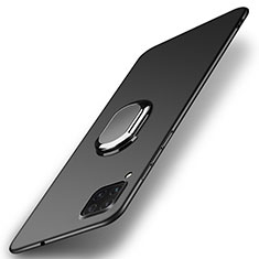 Hard Rigid Plastic Matte Finish Case Cover with Magnetic Finger Ring Stand P01 for Huawei Nova 6 SE Black