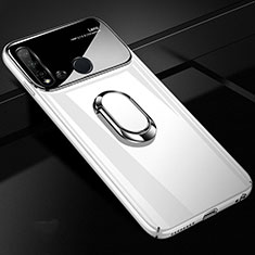 Hard Rigid Plastic Matte Finish Case Cover with Magnetic Finger Ring Stand P01 for Huawei P20 Lite (2019) White