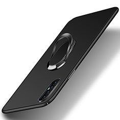 Hard Rigid Plastic Matte Finish Case Cover with Magnetic Finger Ring Stand P01 for Oppo Find X2 Neo Black
