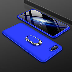 Hard Rigid Plastic Matte Finish Case Cover with Magnetic Finger Ring Stand P01 for Oppo K1 Blue