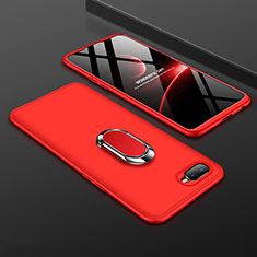 Hard Rigid Plastic Matte Finish Case Cover with Magnetic Finger Ring Stand P01 for Oppo K1 Red