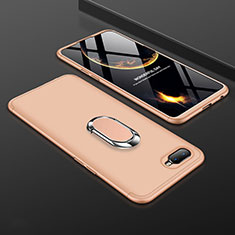 Hard Rigid Plastic Matte Finish Case Cover with Magnetic Finger Ring Stand P01 for Oppo R17 Neo Gold