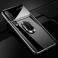Hard Rigid Plastic Matte Finish Case Cover with Magnetic Finger Ring Stand P01 for Xiaomi Mi 10 Black