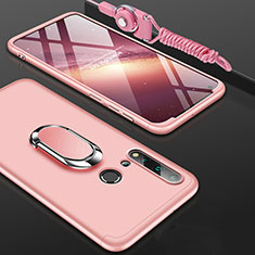 Hard Rigid Plastic Matte Finish Case Cover with Magnetic Finger Ring Stand P02 for Huawei Nova 5i Rose Gold