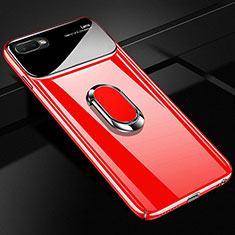 Hard Rigid Plastic Matte Finish Case Cover with Magnetic Finger Ring Stand P04 for Oppo K1 Red