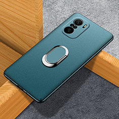 Hard Rigid Plastic Matte Finish Case Cover with Magnetic Finger Ring Stand S01 for Xiaomi Redmi K40 5G Green