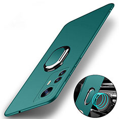 Hard Rigid Plastic Matte Finish Case Cover with Magnetic Finger Ring Stand S01 for Xiaomi Redmi Note 12S Green