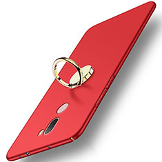 Hard Rigid Plastic Matte Finish Cover with Finger Ring Stand A02 for Xiaomi Mi 5S Plus Red