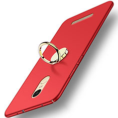 Hard Rigid Plastic Matte Finish Cover with Finger Ring Stand A02 for Xiaomi Redmi Note 3 Pro Red