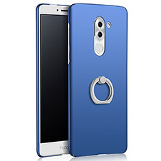 Hard Rigid Plastic Matte Finish Cover with Finger Ring Stand A03 for Huawei Mate 9 Lite Blue