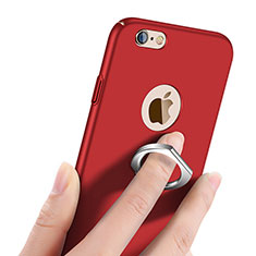 Hard Rigid Plastic Matte Finish Cover with Finger Ring Stand for Apple iPhone 6 Plus Red