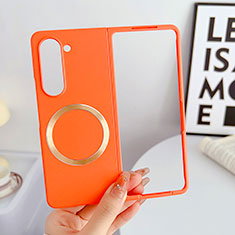 Hard Rigid Plastic Matte Finish Frameless Case Back Cover with Mag-Safe Magnetic BH1 for Samsung Galaxy Z Fold5 5G Orange