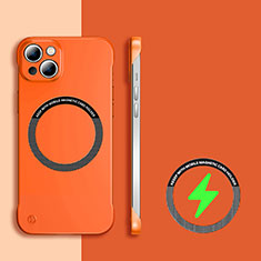 Hard Rigid Plastic Matte Finish Frameless Case Back Cover with Mag-Safe Magnetic for Apple iPhone 13 Orange