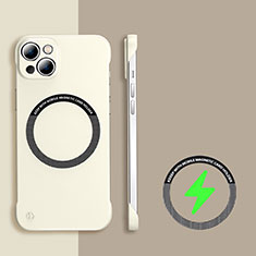 Hard Rigid Plastic Matte Finish Frameless Case Back Cover with Mag-Safe Magnetic for Apple iPhone 15 White