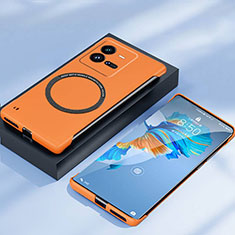 Hard Rigid Plastic Matte Finish Frameless Case Back Cover with Mag-Safe Magnetic for Vivo X80 Pro 5G Orange