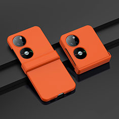 Hard Rigid Plastic Matte Finish Front and Back Cover Case 360 Degrees BH1 for Huawei P60 Pocket Orange