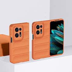 Hard Rigid Plastic Matte Finish Front and Back Cover Case 360 Degrees BH1 for Oppo Find N2 5G Orange