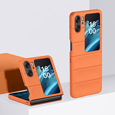 Hard Rigid Plastic Matte Finish Front and Back Cover Case 360 Degrees BH1 for Oppo Find N2 Flip 5G Orange