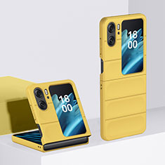 Hard Rigid Plastic Matte Finish Front and Back Cover Case 360 Degrees BH1 for Oppo Find N2 Flip 5G Yellow