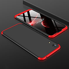 Hard Rigid Plastic Matte Finish Front and Back Cover Case 360 Degrees for Huawei Honor 8A Red and Black