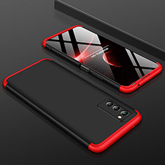 Hard Rigid Plastic Matte Finish Front and Back Cover Case 360 Degrees for Huawei Honor View 30 5G Red and Black