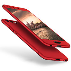 Hard Rigid Plastic Matte Finish Front and Back Cover Case 360 Degrees for Huawei P10 Red