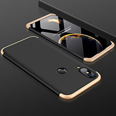 Hard Rigid Plastic Matte Finish Front and Back Cover Case 360 Degrees for Huawei P20 Lite Gold and Black