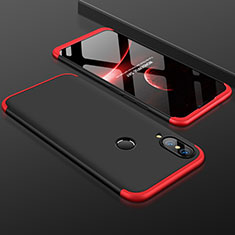 Hard Rigid Plastic Matte Finish Front and Back Cover Case 360 Degrees for Huawei P20 Lite Red and Black